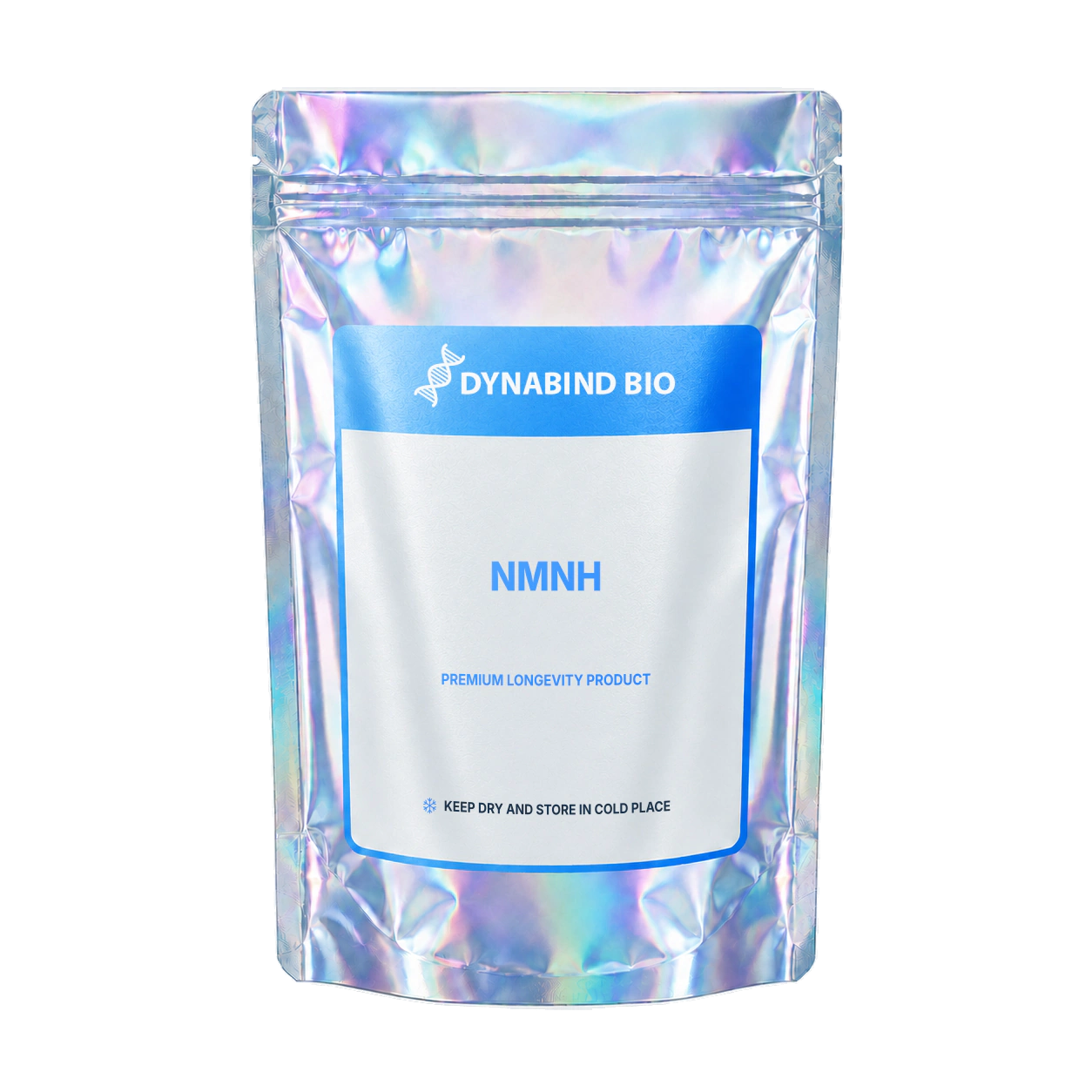 NMNH supplement pouch for reduced NMN, NAD+ metabolism and cellular energy research by DynaBind Bio
